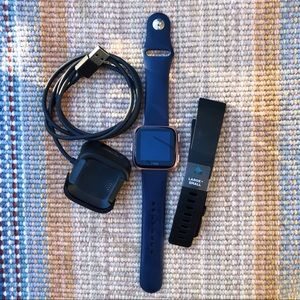 Fitbit Versa Rose Gold Navy & Black Bands